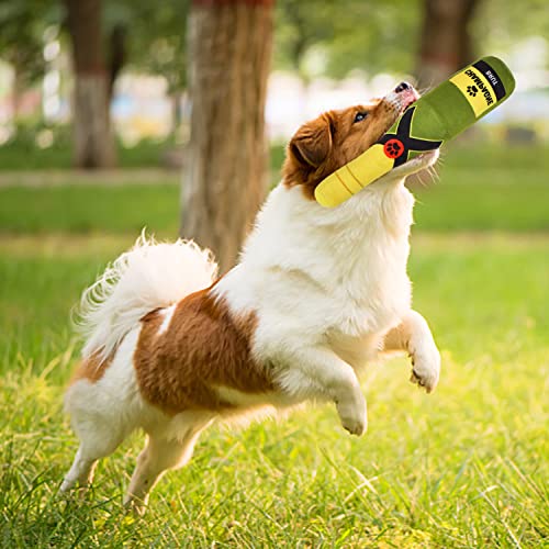 Zimoer Hundespielzeug Quietschend Plüsch Quietschspielzeug Hund Gefüllte Champagner Flasche 22 cm Quietschendes Spielzeug für Welpen, Kleine und Mittlere Hunde, Haustiere