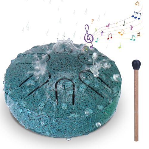 BABORUI Rain Drum for Outside Garden - Upgraded Non Waterlogging Rain Drums for Outside when It Rains, 3 Inches 6 Notes Steel Tongue Drum Rain Chime, Mini Outdoor Rain Drum Instrument(Malachite)