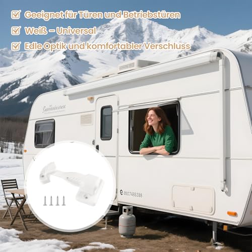 Chenove 1 Stücke Türfeststeller Wohnmobil, Türfeststeller Wohnwagen 90° Drehung, Wohnwagen Türfeststellers mit Drehbarer Verriegelung,Wohnmobil Fensterverschluss Für Möbel Oder Boot (Weiß)