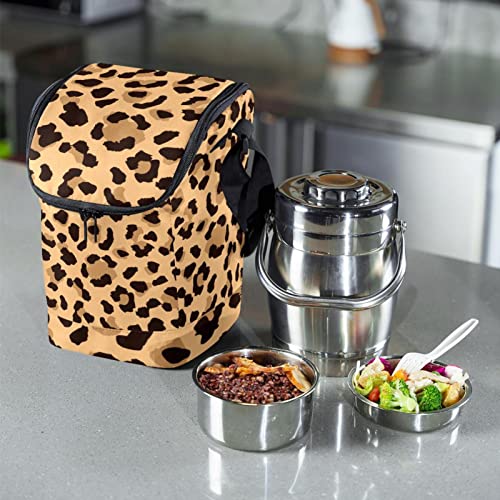 Bolsas de almacenamiento portátiles para el almuerzo con cremallera y diseño de leopardo 7