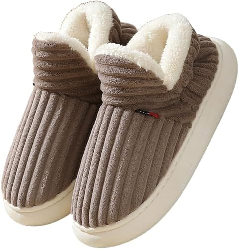 Misolin Hausschuhe Damen Winter Wärme Kordsamt Geschlossen Pantoffeln | Unisex, Weiche Memory-Schaum, Bequeme Plüsch Slippers, Rutschfeste Sohle, Indoor Outdoor