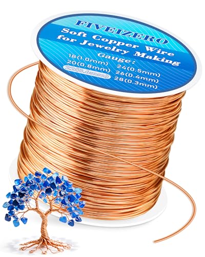 FIVEIZERO 131ft 22 Gauge Copper Wire for Jewelry Making Pure Dead Soft Bare Copper Wire for Electroculture Gardening Crafting Beading Sculpting