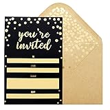Invitation Cards - 50-Count 4' x 6' Black Invitation Cards ‘’You Are Invited’’ in Gold Foil Lettering with 52 Gold Confetti Foil Kraft Envelopes – For Wedding, Bridal Shower, Baby Shower, Birthday Invitations