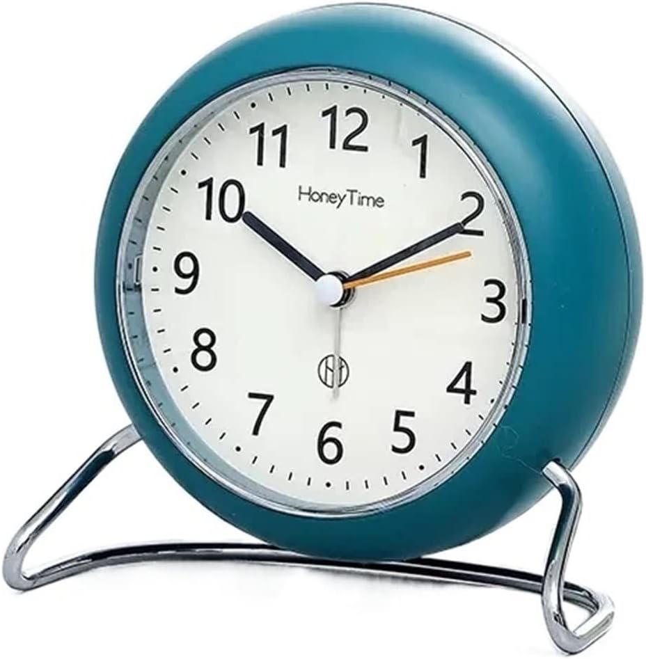 目覚まし時計 小型 北欧風 シンプル サイレント 非カチカチ音 ステント付き ナイトライト 電池式 読みやすい