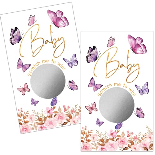 Haizct 50 Pack Botanical Gardens Theme Scratch Off, Butterfly Floral Card for Baby Shower Collection, Patry Game Scratch Cards, Tropical Floral Garden Party Baby Shower Collection
