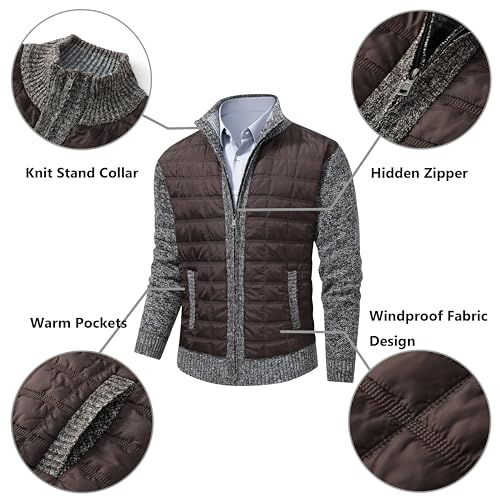 Image of VtuAOL Men's Cardigan Sweaters Casual Full Zip Sweaters Knitted Cardigan with Pockets