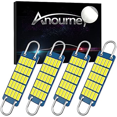 Anourney 561 Led Bulb,Super Bright White 4014 Chips Latest 44mm Rigid Loop 1.73in Festoon bulbs,Replacement for Car Interior Map Dome Courtesy Lights,561 562 567 Led Bulbs(Pack of 4) Cover