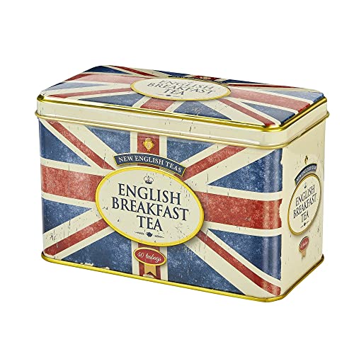 New English Teas Union Jack Tea Tin With 40 English Breakfast Teabags, British Souvenir #TOP4