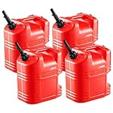 VEVOR Kraftstoffkanister, 19 L, Benzinkanister mit Ausguss & klarer Skala, max. Durchflussrate 15 L/min, Flüssigkeitsbehälter für die meisten Autos, Motorräder, ATVs & UTVs, rot, 4er-Pack