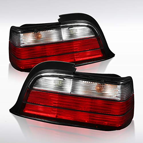 Autozensation Compatible with 1992-1998 BMW E36 3-Series 2Dr Coupe and Convertible Modles, Left + Right Pair Assembly, Red Clear Lens Tail Lights