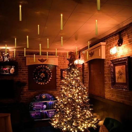 ORIENTAL CHERRY Halloween Decorations - Floating LED Candles with Remote Control -12Pcs Magic Witch Wizard Christmas Decor for Indoor Home Room Classroom Bedroom Birthday Party (with Common Remote)