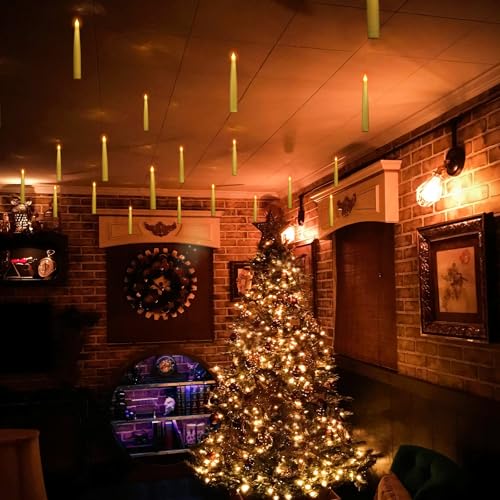 ORIENTAL CHERRY Halloween Decorations - Floating LED Candles with Remote Control -12Pcs Magic Witch Wizard Christmas Decor for Indoor Home Room Classroom Bedroom Birthday Party (with Common Remote)