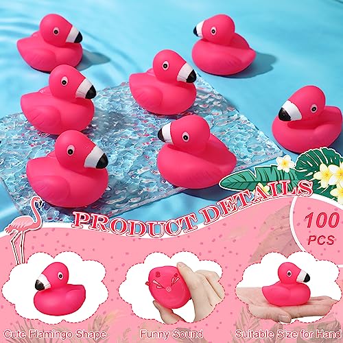 Honoson Flamingo Rubber Duckies Bulk Pink Flamingos Bath Toys Floating Squeak Seasonal Holiday Rubber Ducks for Baby Shower Party Favors, Cake Decoration, Classroom Prizes(12 Pcs)