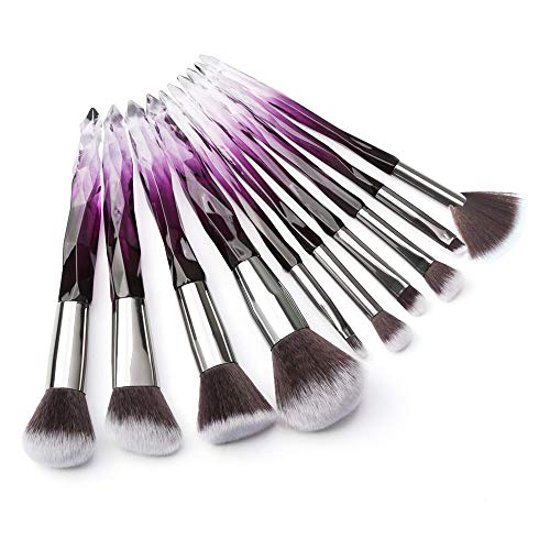 Adpartner 10PCS Makeup Brushes Popular Crystal Style Makeup Brush Set, Premium Synthetic Bristles Cosmetic Brush Professional Face Foundation Concealer Blush Eye Shadow Makeup Tools