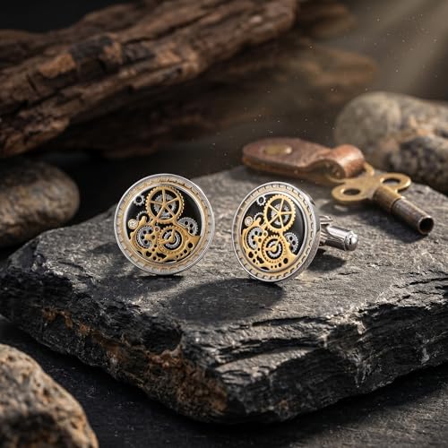 Mancuernillas Steampunk Engranaje Vintage Movimiento Mecánico miniatura 5