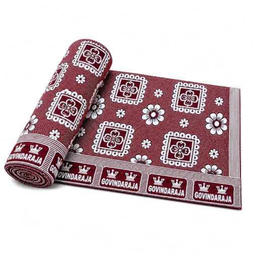 Image of Govindaraja 100% Cotton Blanket | Queen Size (60 x 90 Inches / 5 x 7.5 Feet) | Floral Design | 300 TC Chennimalai Bedsheet | Maroon & Blue (Pack of 2) | Pattern May Vary