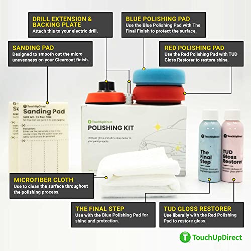 TouchUpDirect Polishing Kit â Remove Orange Peel and Restore Shine DIY â Sanding & Polishing Pads, Polish & Polishing Wax, Drill Extension, Backing Plate and Microfiber Cloth â 9 Items - Image 3