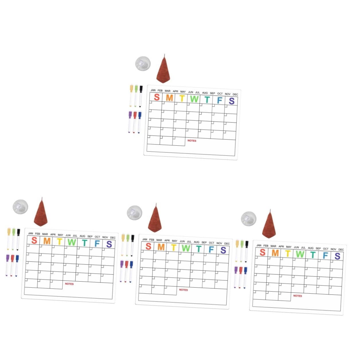 4 Ensembles bloc calendrier mensuel tableau effaçable à sec planche liste tableau effacable tableau effaçable tableau de planification magnétique ustensiles de cuisine coton