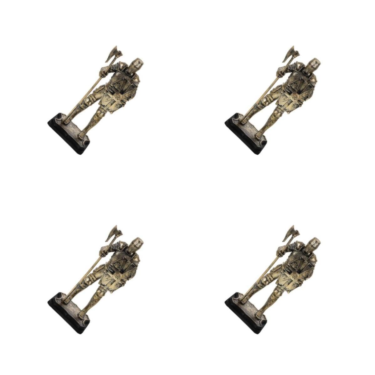 Operitacx 4 Piezas Estatua de Caballero Medieval de Resina Dorada, Figura