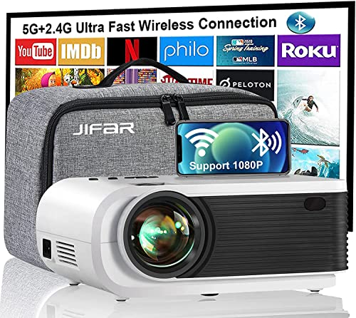 Flash Deals - 40% OFF 5G WiFi Bluetooth Projector, JIFAR H89s Portable Movie Projector with Projector Backpack, Home Theater Video Projector Compatible with HDMI, VGA, USB, Laptop, iOS & Android Smartphone Best Deal 🛒 5G WiFi Bluetooth Projector, JIFAR H89s Portable Movie Projector with Projector Backpack, Home Theater Video Projector Compatible with HDMI, VGA, USB, Laptop, iOS & Android Smartphone