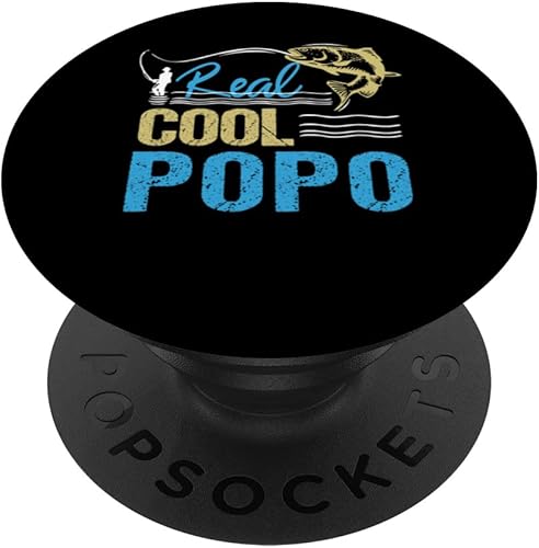 Vintage Reel Cool Popo Fishing Daddy Grandpa Fathers Day PopSockets Swappable PopGrip