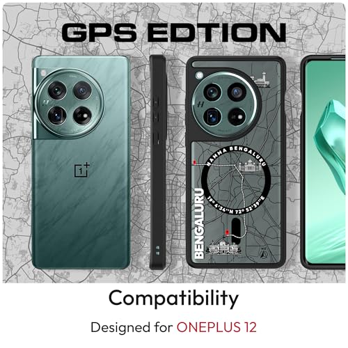 Image of KAPAVER Mag-X Back Cover Case Compatible with OnePlus 12 5G (PC+TPU) (GPS Bengaluru), Grey