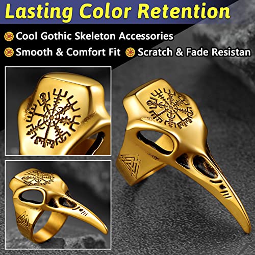 FaithHeart Punk Animals Rings for Men, Gothic Viking Raven/Octopus Stainless Steel Ring Cool Statement Rings with Gift Box3