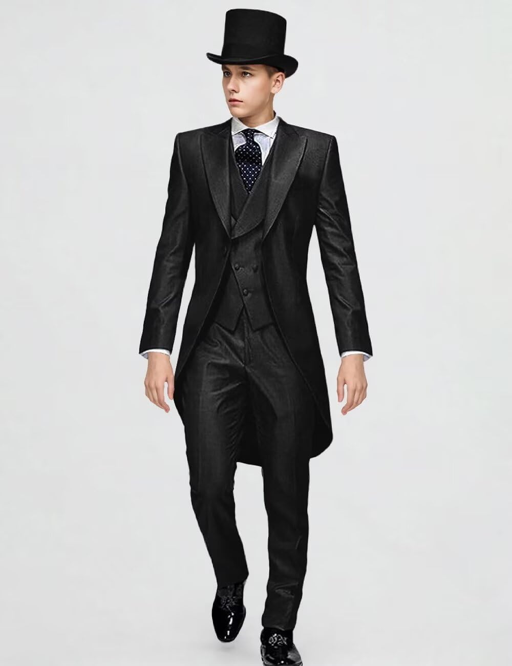 Suits for Boys 3 Pieces Formal Long Tailcoat Tuxedos for Kids Wedding Banquet Party Outfit Jacket Vest Pants Set - Image 3