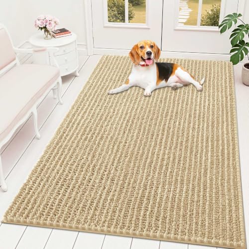 Image of OLANLY Dog Door Mat for Muddy Paws 59x35, Ultra-Absorbent Chenille Mud Mat