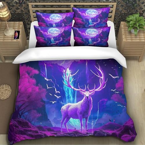 Ensemble de lit cerf 3D en microfibre anti-plis avec fermeture éclair cachée - 4