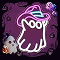 ineonlife Cowboy Hat Ghost Neon Sign For Wall Decor Halloween Neon Signs Light Up Signs for Children's Bedroom Party Classroom Decorations Halloween Gifts For Kids
