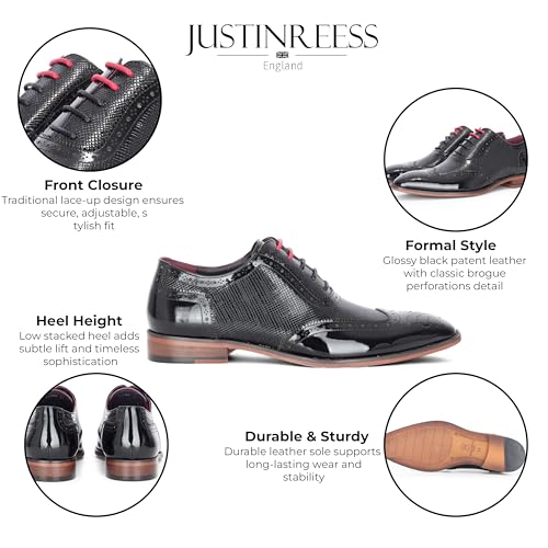 Men's Black Patent Leather Brogue Shoes - Flynn2