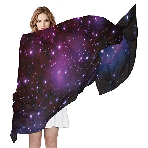 Fashion Universe Space Galaxy Print Chiffon Scarf Long Wrap Stole Shawl Wrap for Women, Multi1, 90x180?CM?
