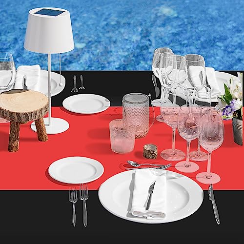 Image of Oudain 3 Pcs Plastic Table Cloths Disposable 54 inch x 108 inch,Black, Red