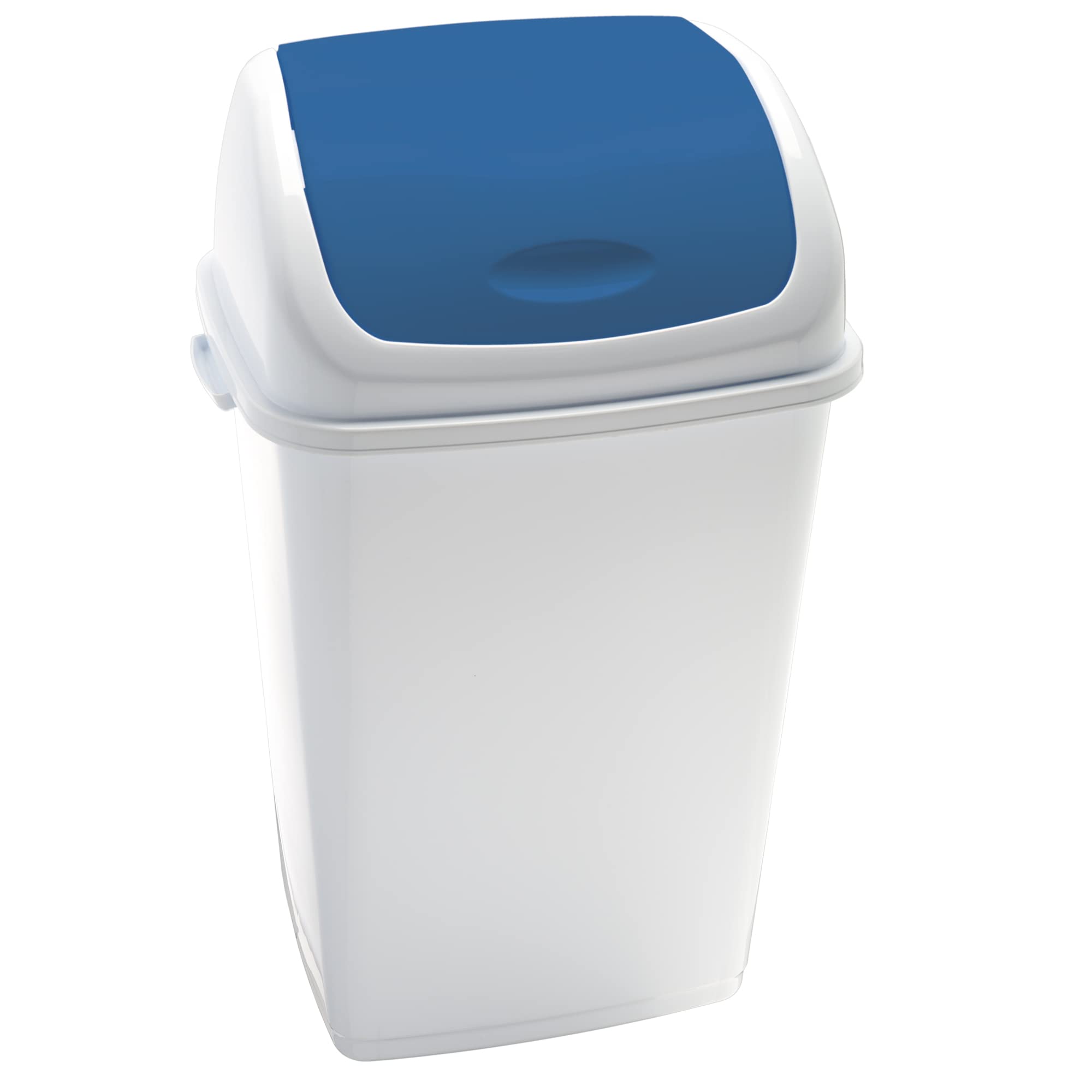 Pattumiera Bianca Con Coperchio/Sportello Di Colore Blu Basculante 50 Lt - 4