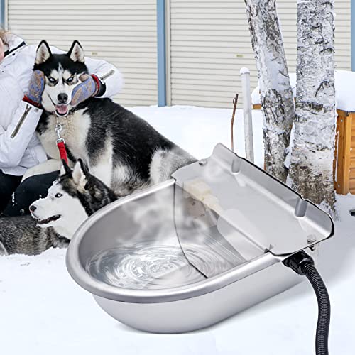 MUYIRTED Ciotola Riscaldata per Cani, Abbeveratoio Automatico per Cavalli Galleggiante, 220v/80w, Antigelo, Dispenser Acqua per Animali Domestici, Polli, Esterno