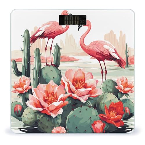 Báscula digital de baño con plataforma de vidrio templado decorada miniatura 1