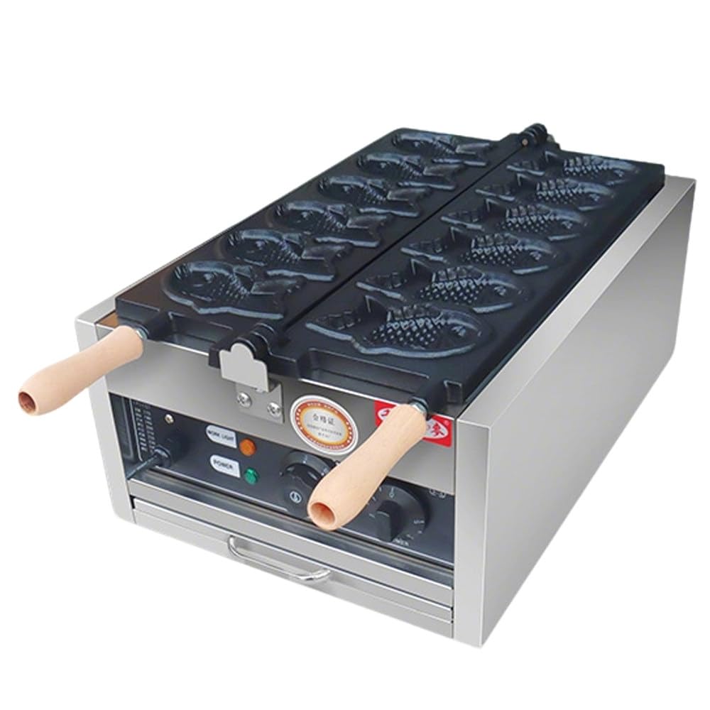 ShaiVrissian 3000W Electric Taiyaki Fish Waffle Maker,Mini Corn-shaped Waffle Maker,Non-stick,180° Full Rotation,Temperature and Time Control,for Family,Restaurants,Food Stores