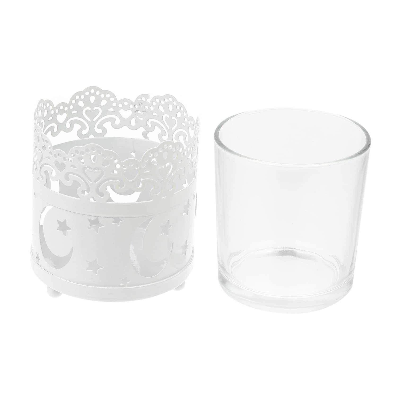 GOOHOCHY Xingyue Glass Candle Holder Para De Mujer Interior Dollhouse Couch Wedding Candle Holders Tea Light Candle Holders Glass Tea Cup Decorate Wrought Iron Paint White European Style