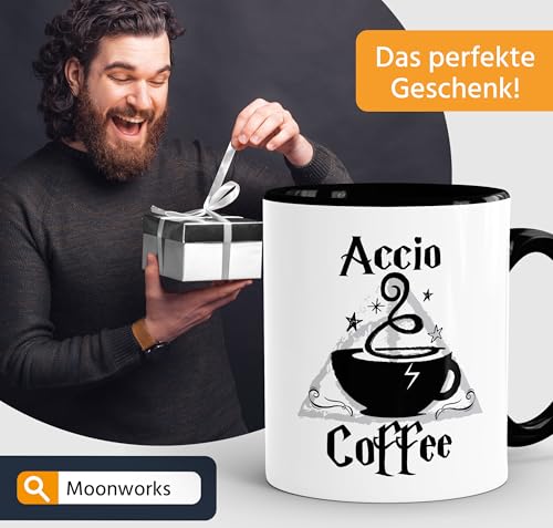 MoonWorks Kaffee-Tasse Spruch Accio Coffee Teetasse Keramiktasse Schwarz unisize – Ansicht 4