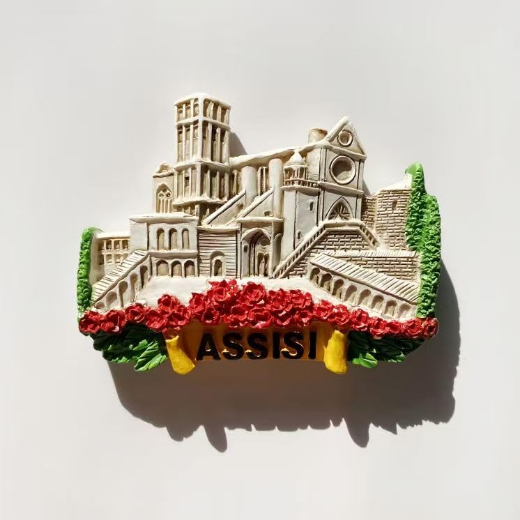Imán decorativo de resina con diseño 3D Assisi Italia miniatura 1