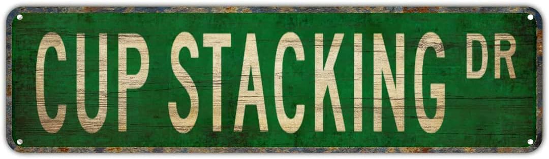 Peiyeety A006 Vintage Metal Tin Sign Cup Stacking Dr Retro Street Sign, Rustic Wall Decor For Home, Game Room, Man Cave, Garage, Kitchen, Office, Farmhouse, Patio, Garden, Porch, 4 * 16 Inch