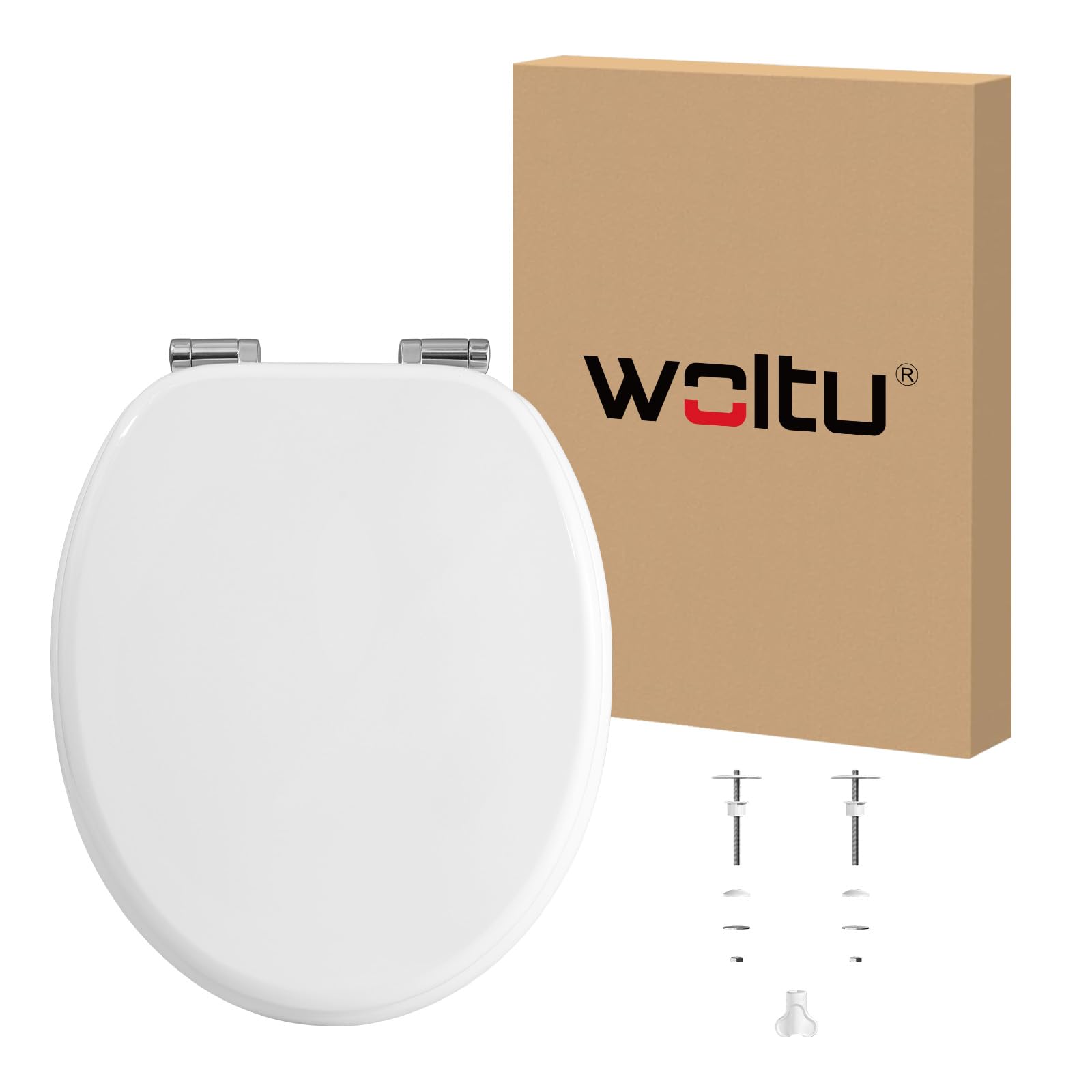WOLTU Wooden Toilet Seat, Soft Close WC Seat with Strong Hinge Ideal for Standard Toilet