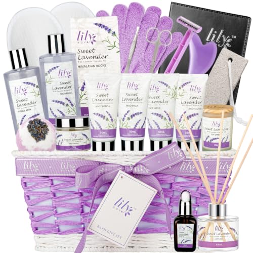 22Pcs Spa Gifts for Mom, Perfect Lavender Bath Spa Gift Baskets for Women