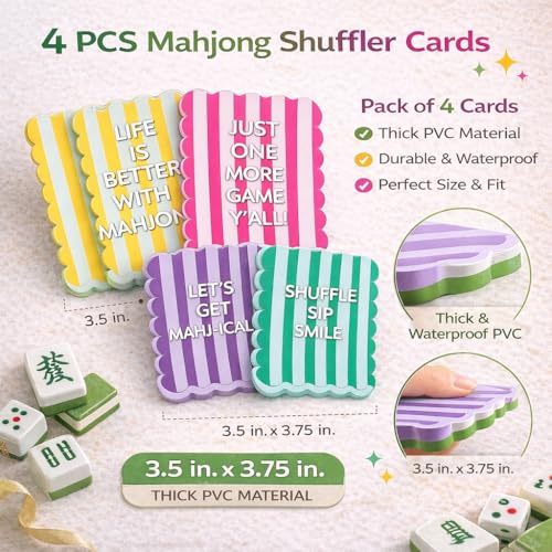 4 Pcs Mahjong Shuffler Cards, Thick PVC Scalloped Tile Mixer miniatura 7