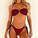 Womens Sexy Bikini Sets 2026 Fashion Cutout O-Rings Bathing Suit Solid Color High Cut Textured Two Piece Swimsuit