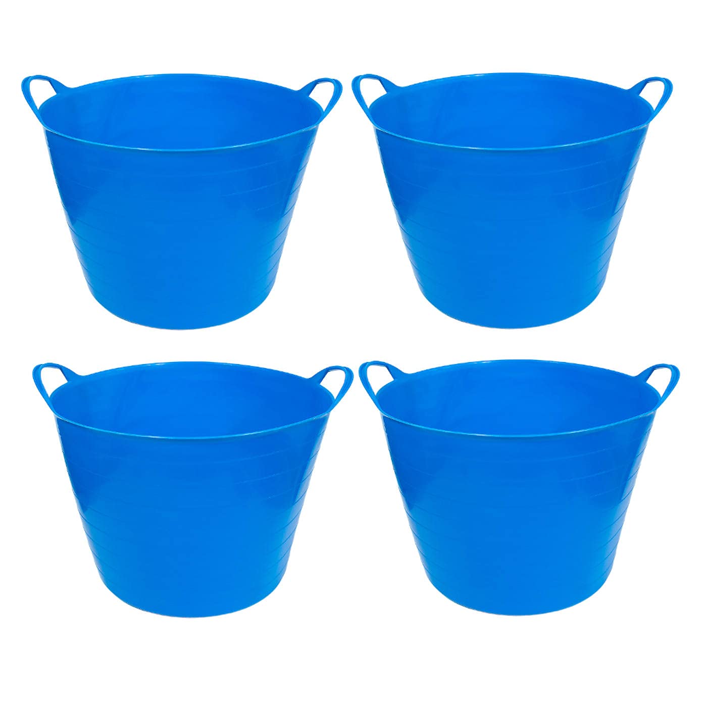 Pack de 4 capazos de plástico Flexible, de Color Azul, de 45 x 33 cm con Capacidad de 42 litros, con Asas, Ideal para Trabajo de Vendimia, Agricultura… Cubo de plástico(4uds / 42 litros Azul)