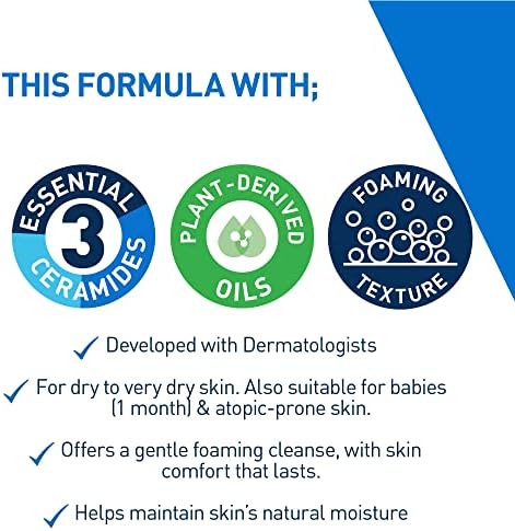 CeraVe Hydrating Foaming Oil Cleanser 473ml for Normal to Very Dry Skin with Squalane, Triglyceride and 3 Essential Ceramides. For Face and Body
