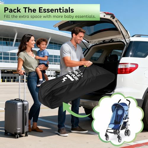 Image of Umbrella Strollers Bag for Airplane, Stroller Travel Bag 42 inchH x 12 inchW x 12 inchD | Stroller Cover Accessories Fit Most Single Umbrella Baby Strollers, Baby Shower Gifts, Flying Essentials Gate Baggage Check