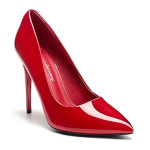 hingswink Womens Pumps High Heels for Women 4 Inch Stiletto Pointed Closed Toe Slip On Heels Leather Pumps for Women Comfortable Sexy Dressy Office Wedding Bridal Prom Party Evening Shoes